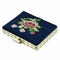 Navy Blue Rectangle Flowered Chinese Decorative Mirror I8D7