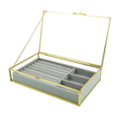 Clear Lid Velvet Jewelry Tray Transparent Jewelry Display Showcase Lockable Felt