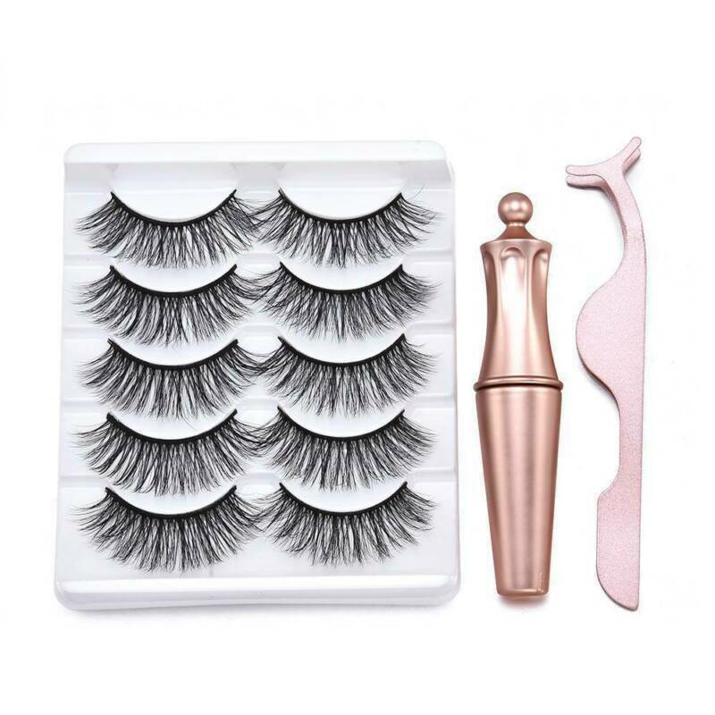 Waterproof Magnetic Eyeliner with 5 Pairs Eyelashes and Tweezer Long Lashes Hot