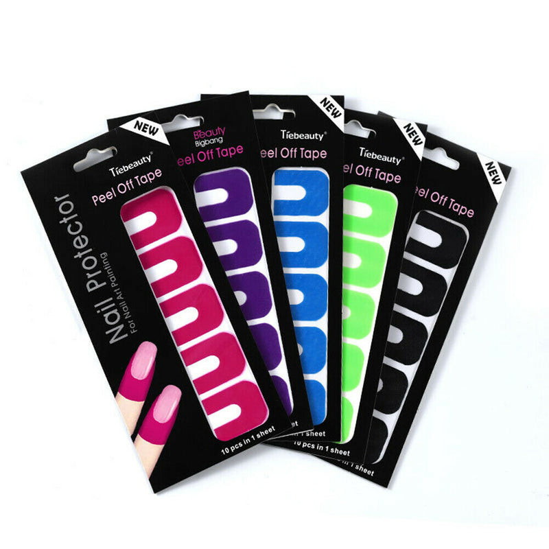 U-shape Spill-proof Nail Polish Varnish Protector Stickers Peel Tape Random