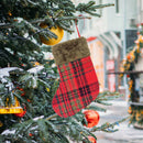 Christmas Stockings Plush Plaid Gift Bag Socks Fireplace Xmas Tree Ornament