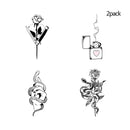 2 sets Waterproof Flower Tattoo Stickers New Teens Women Black And White  VWI