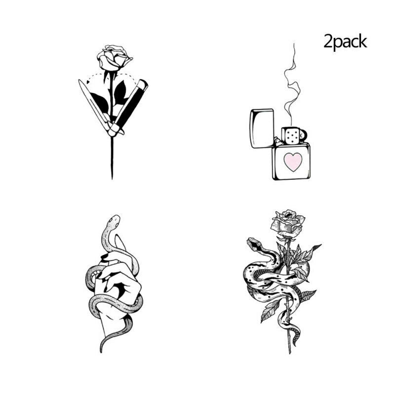 2 sets Waterproof Flower Tattoo Stickers New Teens Women Black And White  VWI