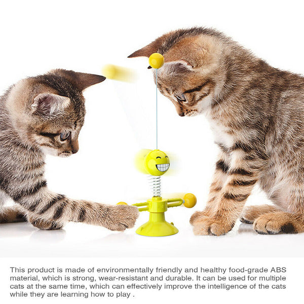 Funny Spring Suction Cup Cat Toys Elastic Feathers Cat Stick Pet Supplies A#S