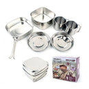 6pcs Cookware Junket Cooking Long Handle Fryer Soup Pan POT Plate Tableware Sets