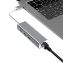 USB to 5Gbps USB 3.0 RJ45 10/100Mbps Wired Ethernet Adapter Hub (Grey) A