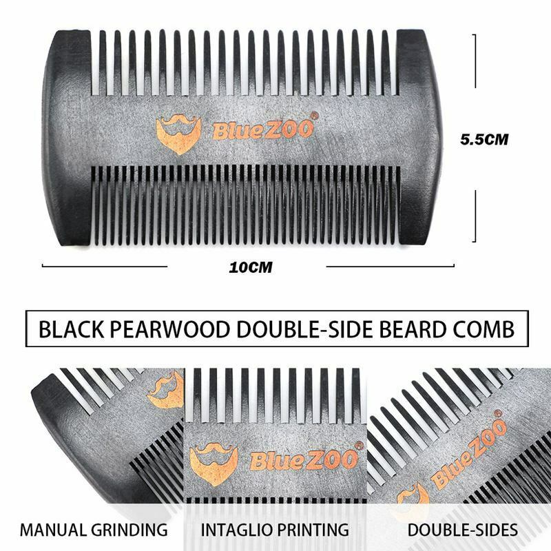 Blue Zoo Handmade Natural Pear wood Comb Double-side Beard Combs Men Shavin K1B8
