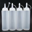 4X Clear White Plastic Squeeze Sauce Ketchup Cruet Oil Bottles 8oZ