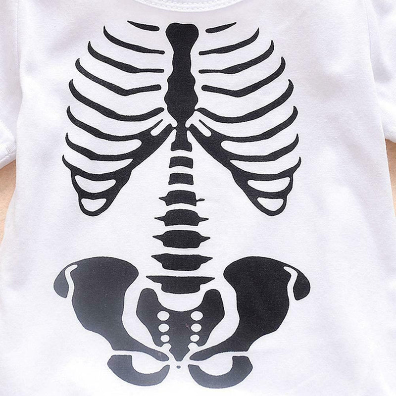 Summer Short Sleeve Baby Bone Print Romper O-neck Solid Jumpsuit (3-6M)