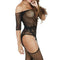 Women Fishnet Crotchless Bodystocking Garters and Thigh High Stockings