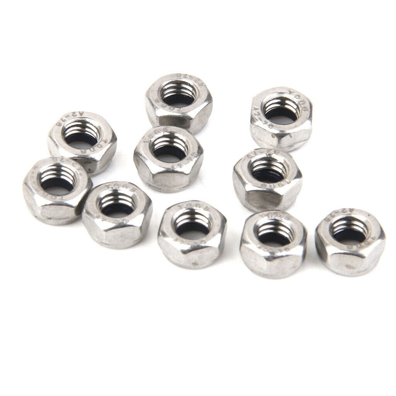10Pcs M5 Stainless Steel A2 Nylon Collar Insert Self-lock Nuts Bolts Screws