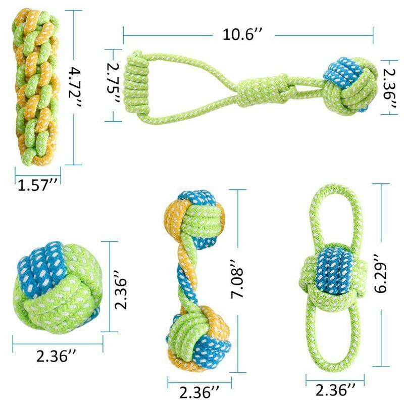 1X(Small Dog Puppy Rope Chew Toys Teething Clean,Natural Cotton Rope Ball I