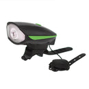 USB Led Bicycle Light with Horn 2 Modes Sound Bike Bell Headlight Green