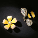 Flower Bee Asymmetric Earrings Zircon Earrings Earings Fashion Jewelry