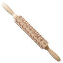 Christmas Snowflake Elk Wooden Rolling Pin Dough Engraved Roller for Baking
