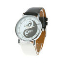 Black+ White Women Watch Cat Pattern Leather Band Casual Quartz Wrist Watch