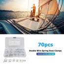 70pcs Assorted Double Wire Spring Hose Clamps for Fuel Line Tube 6-18mm 7 Sizes