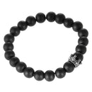 Turquoise Beads Bracelet Crown Rhinestone Elastic Bangle Jewelry (Black) A