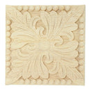 Natural Wood Appliques Square Flower Carving Decals Decorative Wooden Mould