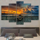 Set of 5pcs Canvas Wall Art Painting Pictures Beach Boat Print Hall Decor