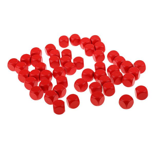 Pack of 50 Round Wood Dice Set Red Color Blank Wooden Dice Self DIY Pattern