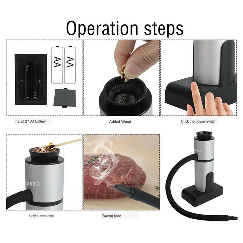 Smoker Gun Infuser Set - Infuse Cold Smoke for Food, Cocktail, Drinks - Includes