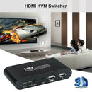 2 Port HDMI KVM 4K Switcher Splitter for Sharing Monitor Keyboard Mice Mouse Ew