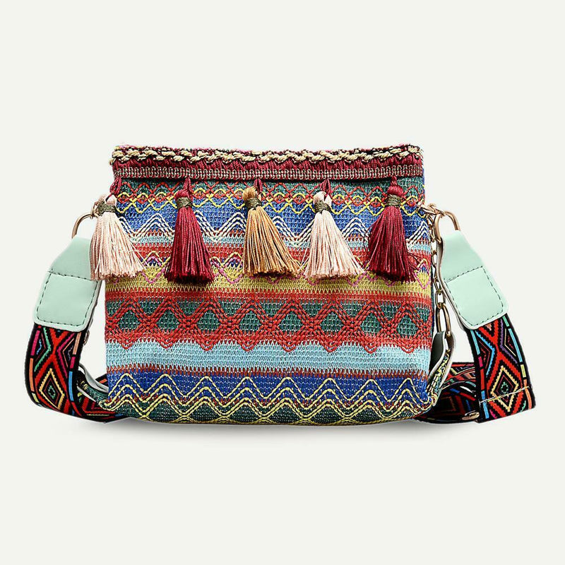 Ethnic Tassel Shoulder Messenger Handbags Women Knitting Crossbody Bags (3) A