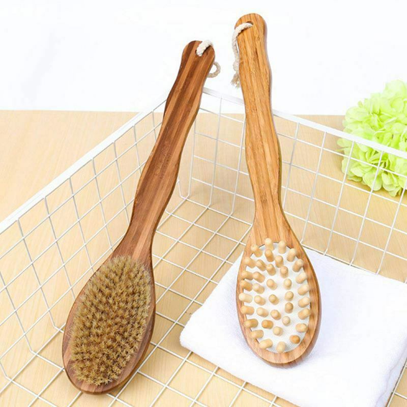 Body Brush, Bath Brush, Health Brush Long Handle Brush for Back, Natural Br P1C9