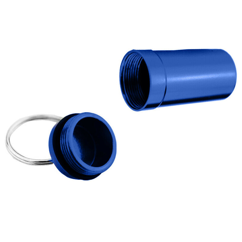 4x Mini Waterproof Metal Medicine Pill Box Case Bottle Holder Container Keychain