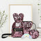 3pcs/set Sequin School Backpack Women Rabbit Ear Rucksack Purse Bags (Pink)
