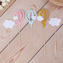 20x White Cloud Hot Air Balloon Cake Cuxake Toppers Party Food Fruit Picks S Hn