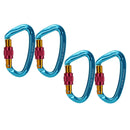 4x Carabiner Clip Rock Climbing Mountaineering Screw Locking Buckle Blue