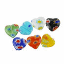 40pcs MIX Millefiori Lampwork Flat Heart Glass Beads 10mm ~ Jewelry Finding F6L9