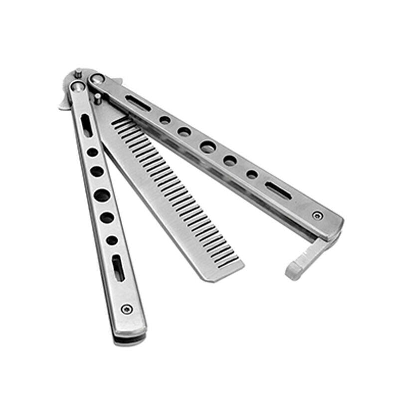 Foldable Stainless Steel Comb Hair Pomade Styling Butterfly Comb Hairdressi F6J5