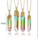 Irregular Rainbow Stone Natural Crystal Pendant Necklace Chakra Rock Quartz 1PC