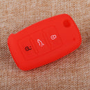 Red Silicone 3 Button Key Cover Case Shell fit for Skoda Fabia Octavia VW Golf