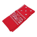 Red bandana scarf with square black white paisley pattern on both sides (Re J1Q8