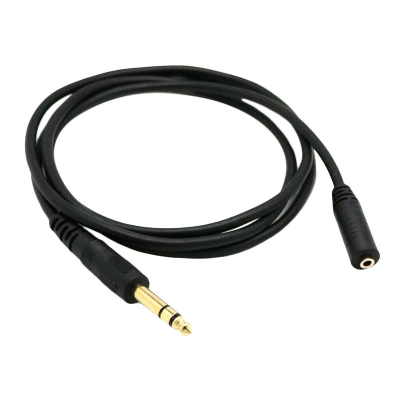 4.9ft Black Durable PVC 6.35mm to 3.5mm Male Female Audio Line Connector