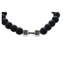 Black Matte Stone Dumbbell Bracelet Fitness Motivation Crossfit Gym Fashion