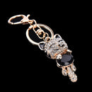 Cute Smile Cat Crystal Rhinestone Keyrings Holder Purse Bag Gift Keychains 3c