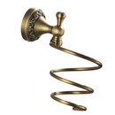 Spiral Blow Hair Dryer Stand Holder Wall Mounted Holder Rack Organizer Brass