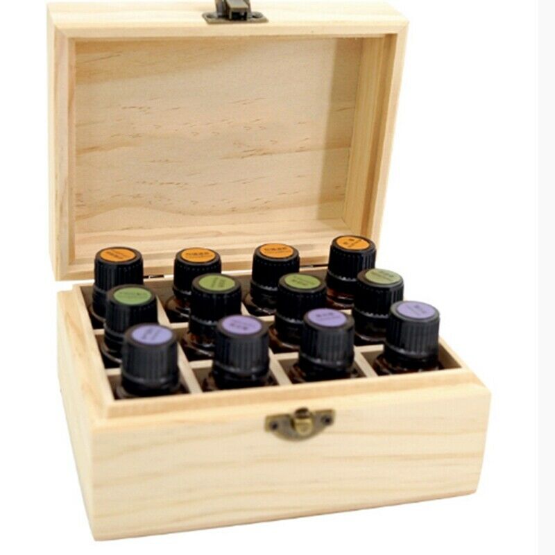 12 Grids Wooden Aromatherapy Essential Oil Excellent 5-15ml Decorative Pine N6S7