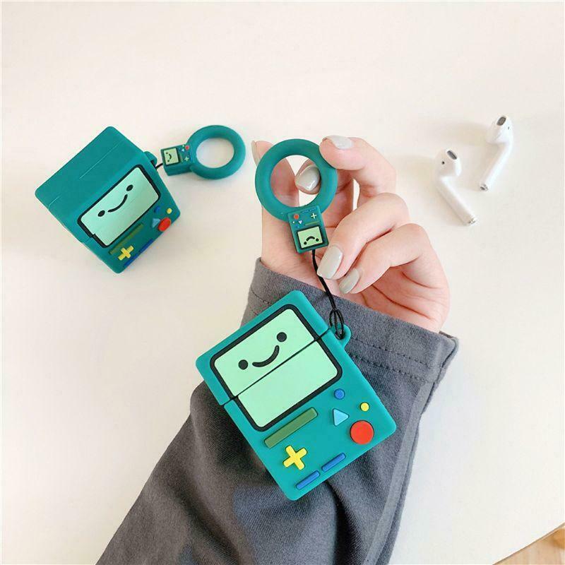 Silicone Protective Case Game Console Pattern Cover with Lanyard for Airpods 1/2