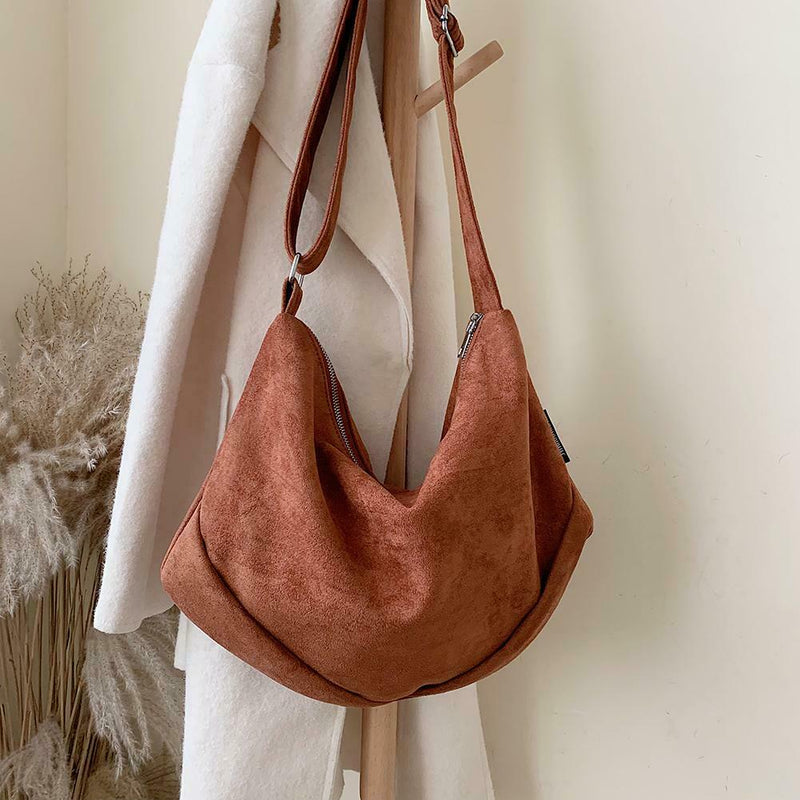 Solid Crossbody Handbag Women PU Leather Large Shoulder Bag (Light Brown)
