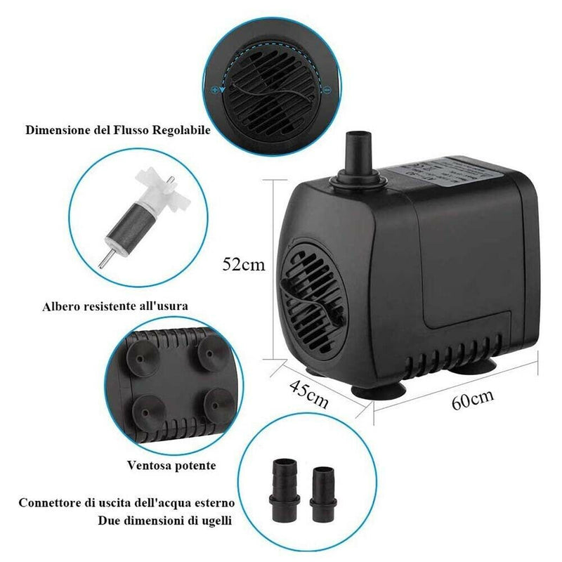 12 LED Light 15W Aquarium Fountain Pump Fish Tank Submersible Water Pump