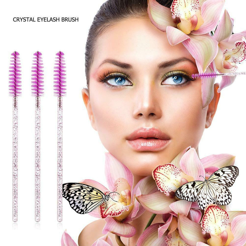 50pcs Disposable Makeup Eyelash Brushes Mascara Wands Applicator (Rose) A