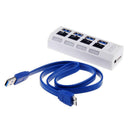 4 Port USB 3.0 Hub with High Speed Adapter ON OFF Switch for Laptop PC White