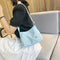 Women Simple Underarm Handbag Daisy Flower Portable Shoulder Bags (Blue)