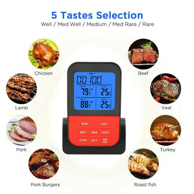 Wireless Digital Thermometer Remote Probe with Hook Cooking BBQ Meat Oven Food b